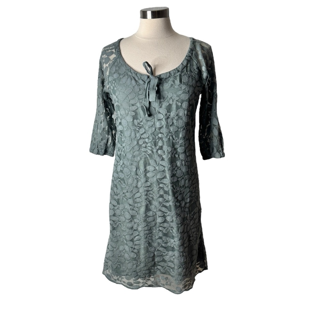 Garnet Hill Boheme Easy Lace Dress Sage Green Womens Size 6